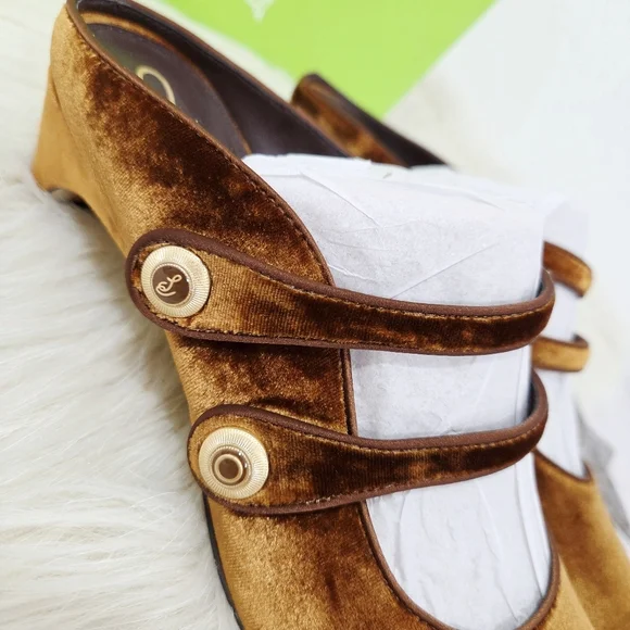 Sam Edelman McKenna Mary Jane Mule Heels Bronze Brown Velvet Size 7 New NWT - Picture 7 of 8